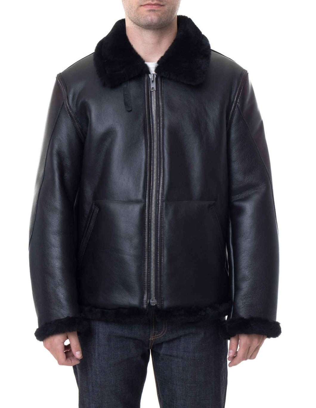 Men’s Sheepskin B3 Jacket In Black – Boneshia