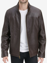 Load image into Gallery viewer, Mens Smooth Brown Leather Jacket
