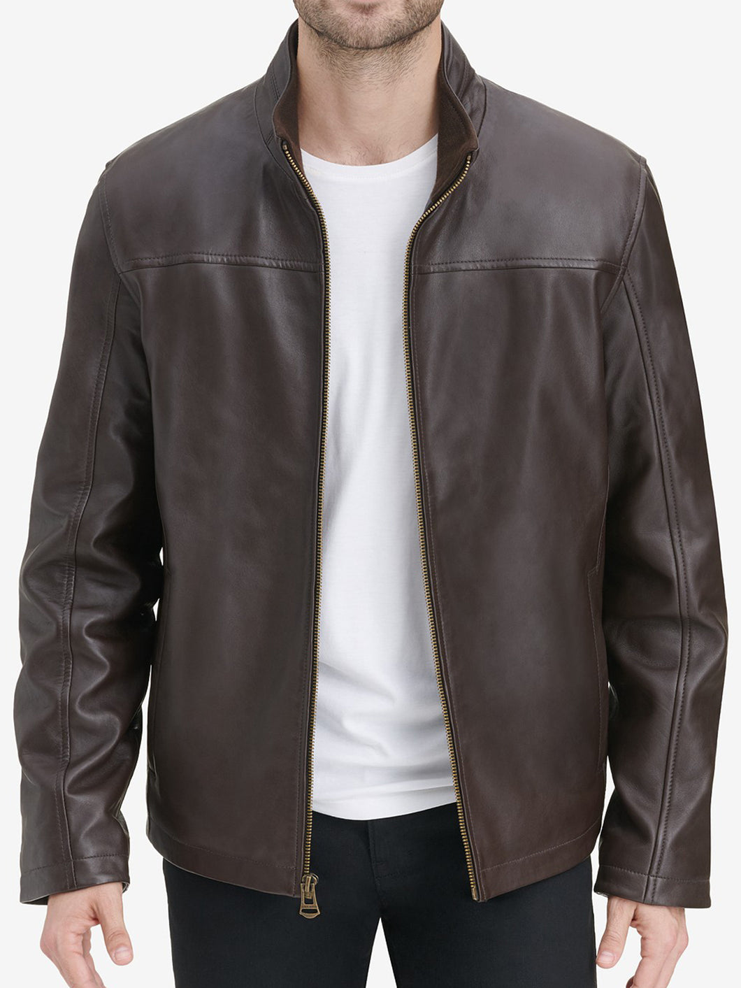 Mens Smooth Brown Leather Jacket