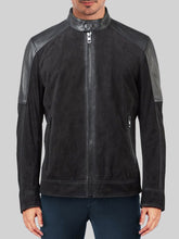 Load image into Gallery viewer, Men&#39;s Snap Tab Black Leather Jacket
