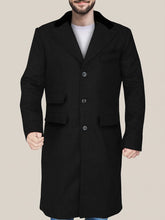 Load image into Gallery viewer, Men&#39;s Sophisticated Black Wool Trench Coat
