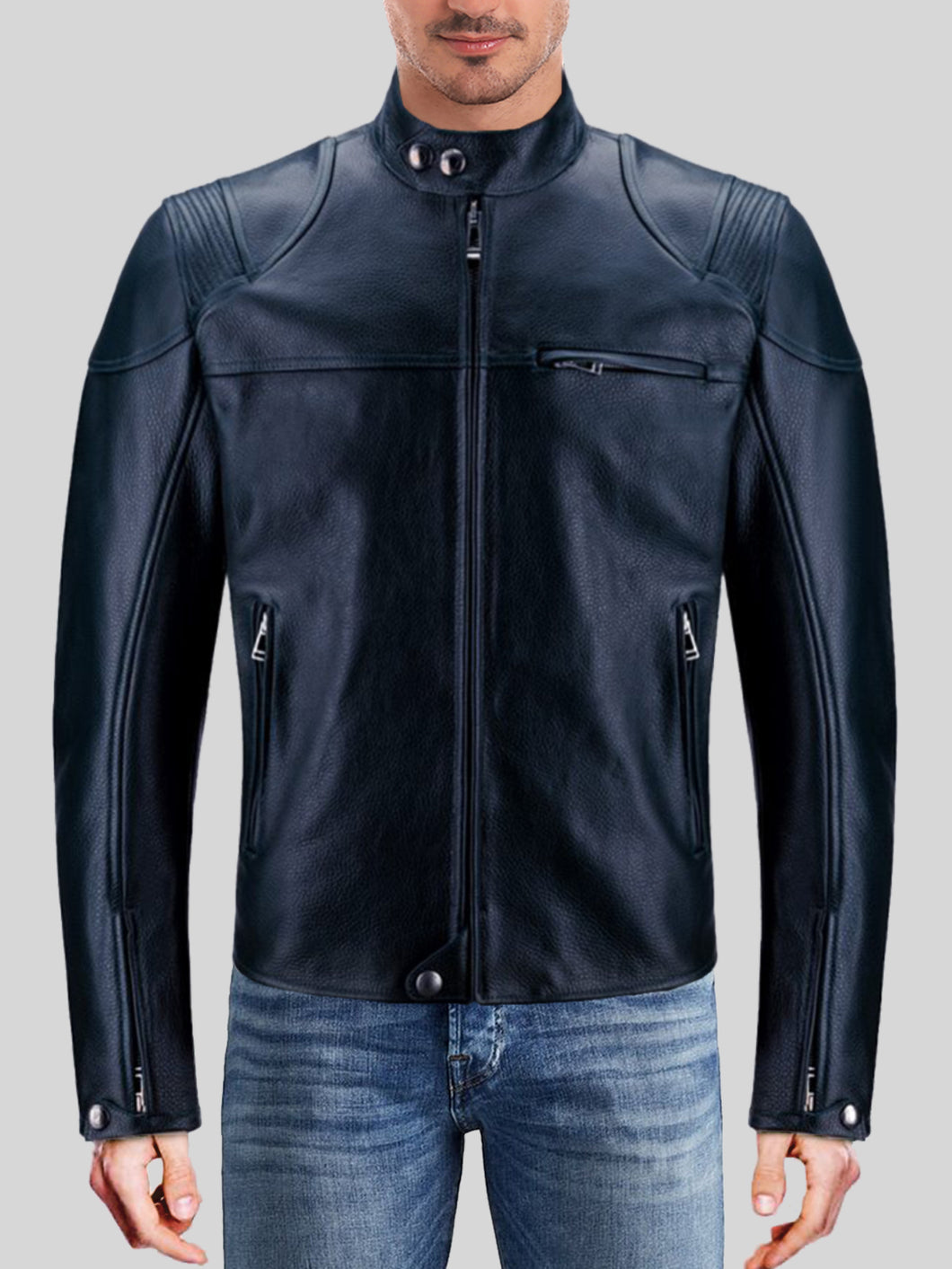 Men's Stylish Black Motorcycle Leather Jacket