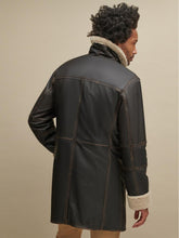 Load image into Gallery viewer, Mens Stylish Brown Faux Fur Lined Long Coat
