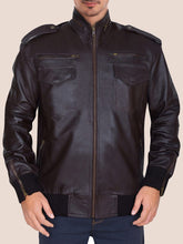 Load image into Gallery viewer, Men&#39;s Supreme Brownish Leather Bomber Jacket
