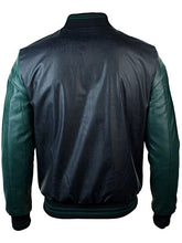 Load image into Gallery viewer, Mens Black Synthetic Leather Baseball Jacket
