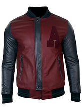 Load image into Gallery viewer, Men&#39;s Dark maroon baseball synthetic leather jacket
