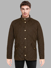 Load image into Gallery viewer, Men&#39;s Waxed Quilted Neck Brown Cotton Jacket
