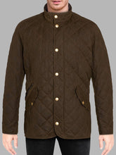 Load image into Gallery viewer, Men&#39;s Waxed Quilted Neck Brown Cotton Jacket
