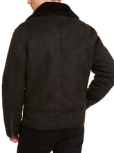 Load image into Gallery viewer, Mens Faux Black Medium Weight Shearling Jacket
