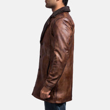 Load image into Gallery viewer, Mens Brown Distressed Leather Fur Coat
