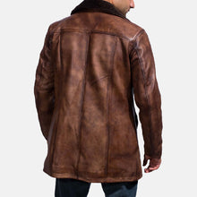 Load image into Gallery viewer, Mens Brown Distressed Leather Fur Coat
