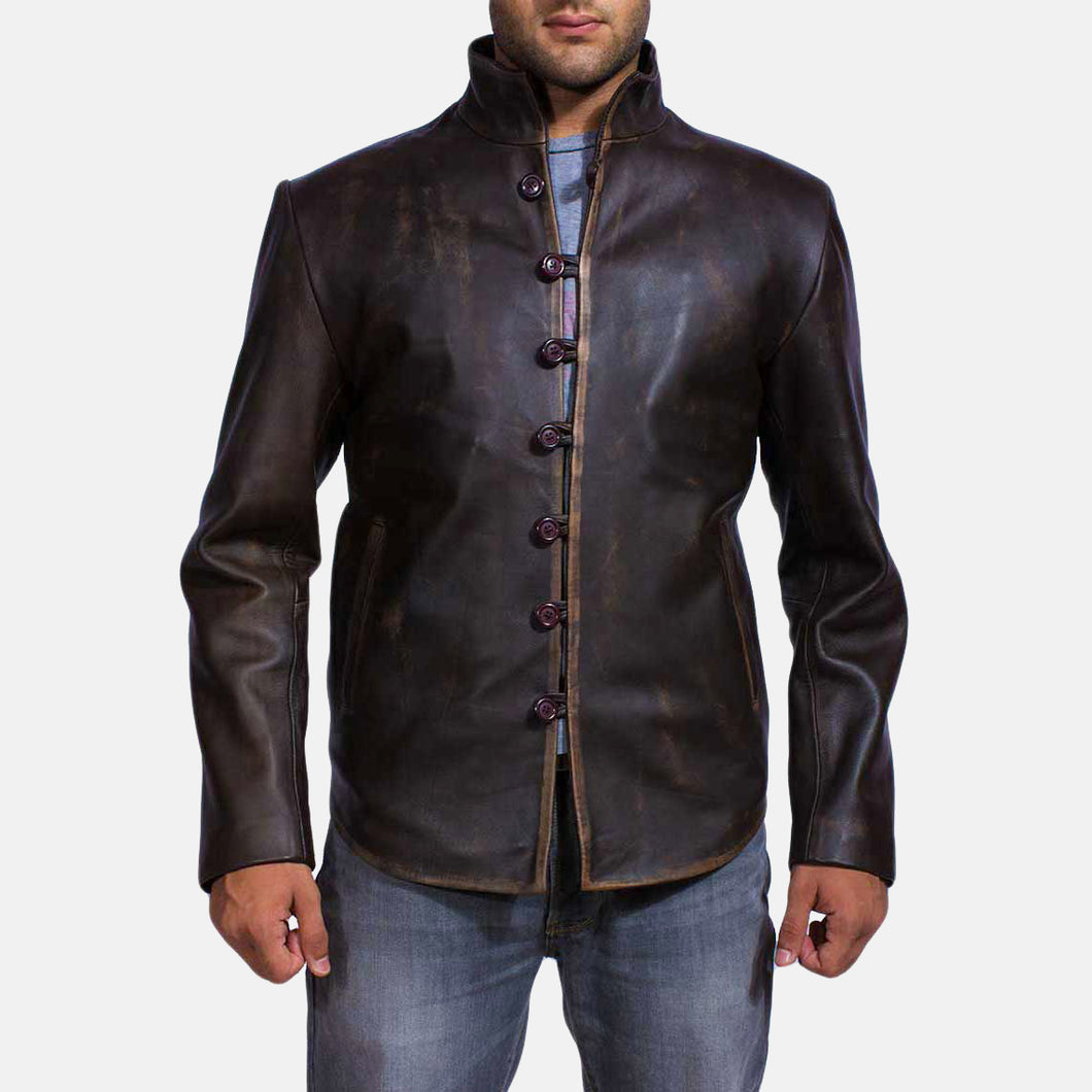 Men's Distressed Brown Leather Jacket