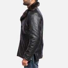 Load image into Gallery viewer, Mens Furcliff Black Leather Coat
