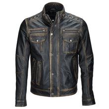 Load image into Gallery viewer, Mens Vintage Cafe Racer Distressed Leather Jacket
