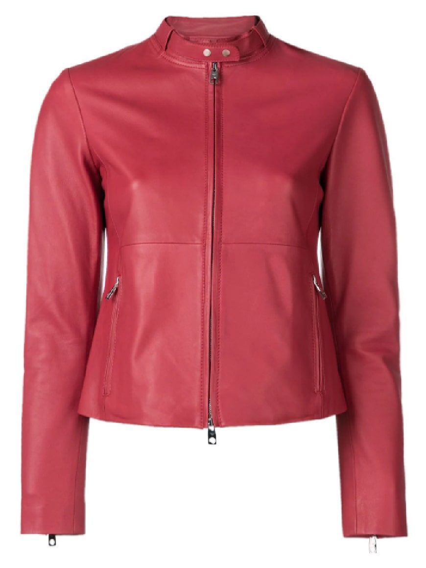 Modish Red Biker Genuine Leather Jacket