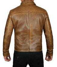 Load image into Gallery viewer, MEN&#39;S BROWN MOTORCYCLE LEATHER JACKET
