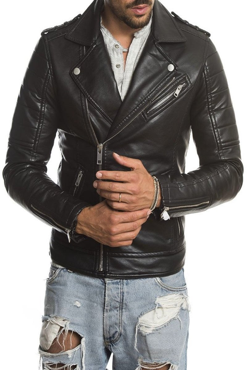 Men Raven Black Biker Leather Jacket – Boneshia