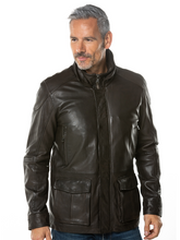 Load image into Gallery viewer, Mens Leather Chocolate Brown Leather Coat
