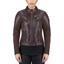Load image into Gallery viewer, Womens Brown Leather Motorcycle Jacket - Boneshia
