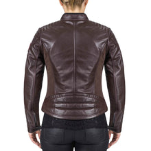 Load image into Gallery viewer, Womens Brown Leather Motorcycle Jacket - Boneshia
