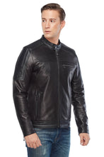 Load image into Gallery viewer, Black Leather Sport Jacket for Men - Boneshia
