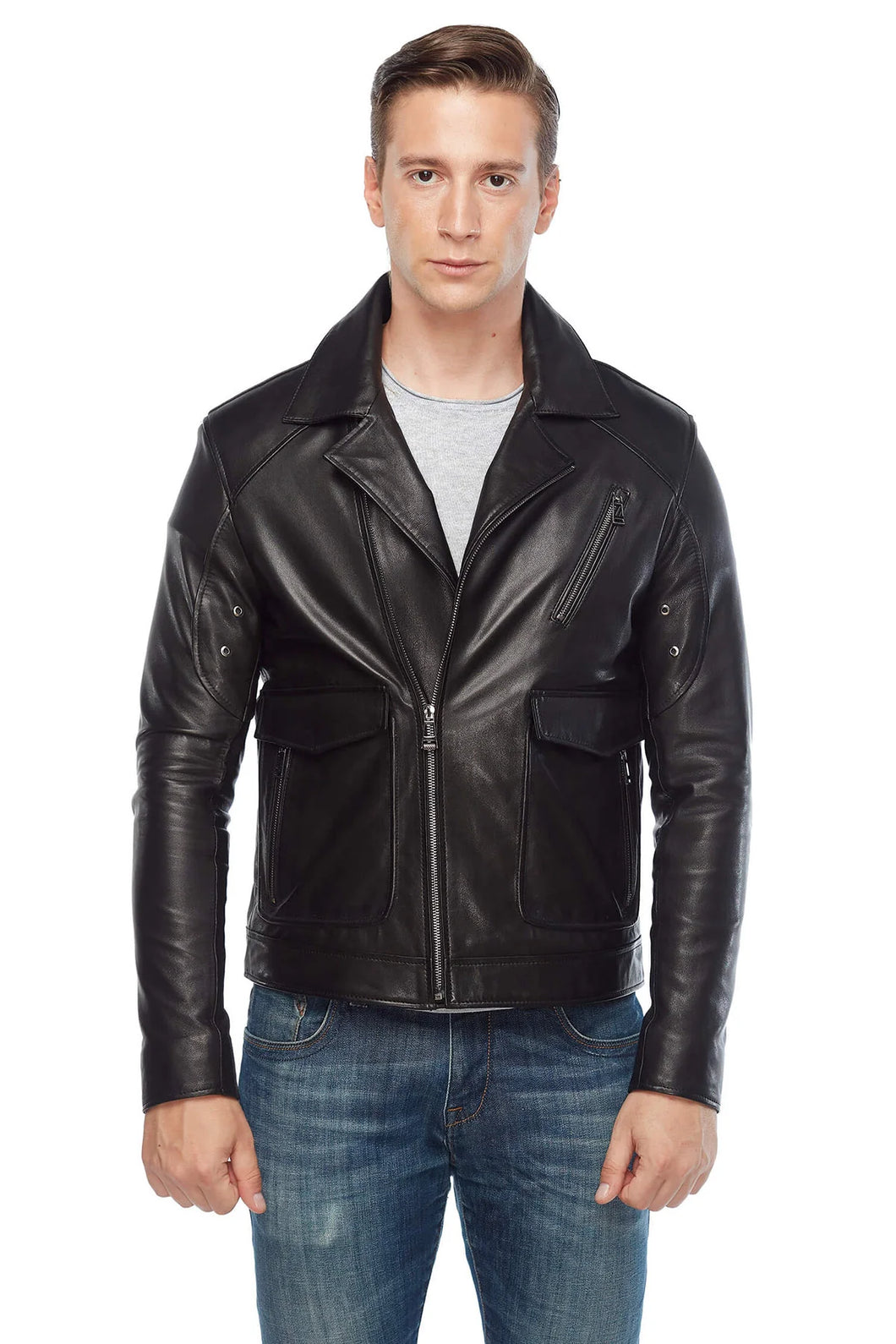 Real Leather Black Biker Jacket for Men – Boneshia