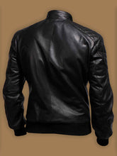 Load image into Gallery viewer, Men Pure Black Biker College Jacket - Boneshia.com
