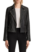 Load image into Gallery viewer, Quilted Black Biker Slim Fit Leather Jacket For Women

