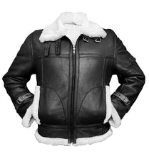 Load image into Gallery viewer, Men&#39;s Aviator RAF B3 Shearling Bomber Real Leather Jacket
