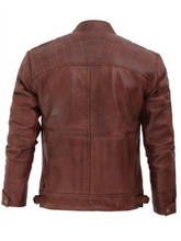 Load image into Gallery viewer, Mens Real Leather Racer Biker Jacket
