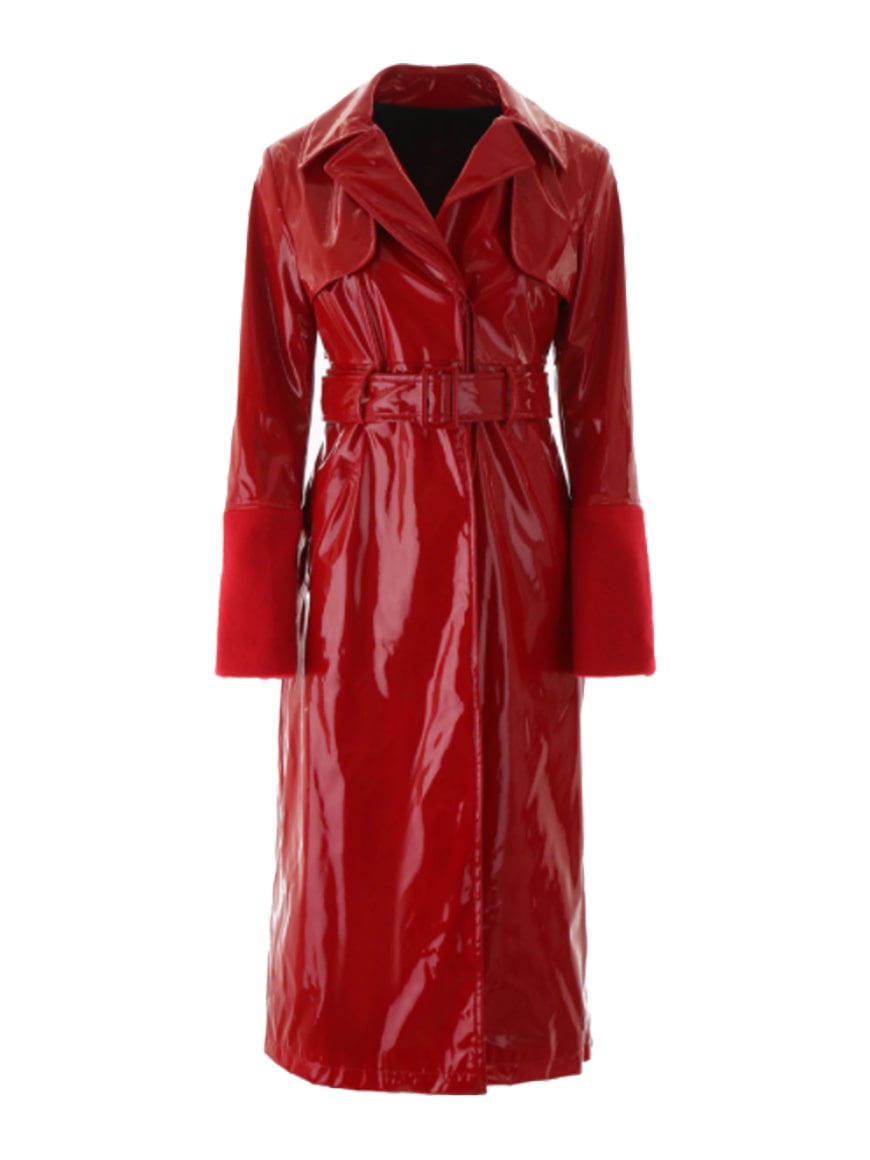 Red Notice Gal Gadot Leather Trench Coat