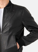 Load image into Gallery viewer, Premium Mens Black Cow Leather Bomber Jacket

