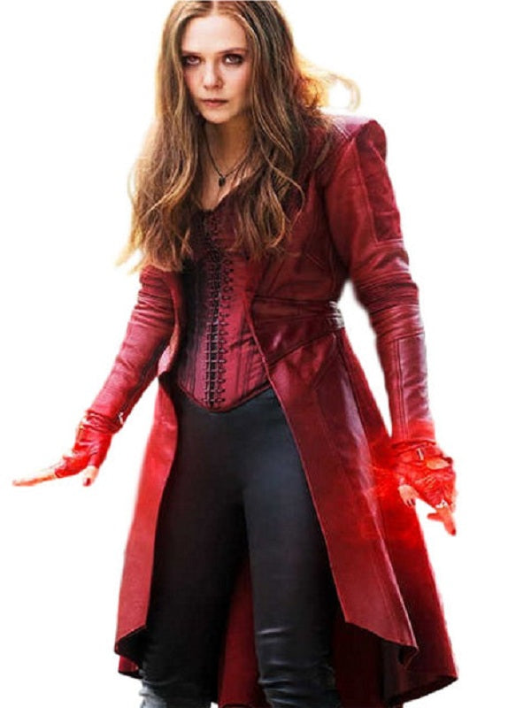 Women’s Elizabeth Olsen Aka The Scarlet Witch Red Coat