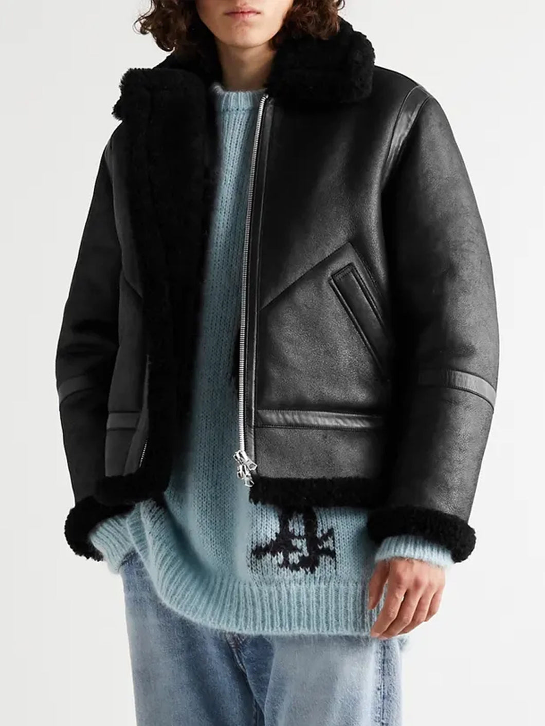 Shearling-Lined Full-Grain Leather Jacket