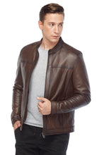 Load image into Gallery viewer, Sport Stitched Classic Leather Brown Jacket
