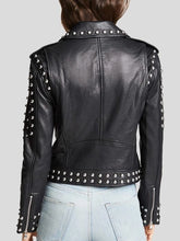 Load image into Gallery viewer, Womens Black Studded Leather Jacket
