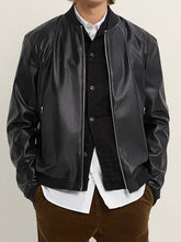 Load image into Gallery viewer, Mens Faux Leather Bomber Jacket - Boneshia
