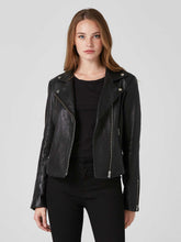 Load image into Gallery viewer, Stylish Women Black Leather Biker Jacket
