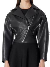 Load image into Gallery viewer, Stylish Womens Black Zipper Leather Jacket
