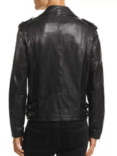 Load image into Gallery viewer, Black Textured Slim Fit Leather Jacket for Men
