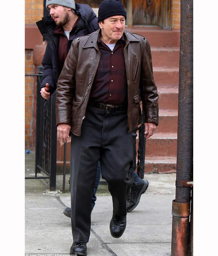 Robert De Niro The Irishman Frank Brown Leather Smart Jacket