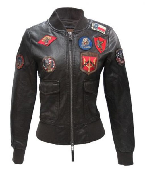 Top Gun Womens Bomber Vegan Leather Jacket