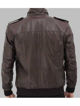 Load image into Gallery viewer, Brian Men&#39;s Bomber Dark Brown Leather Jacket
