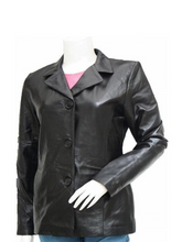 Load image into Gallery viewer, Women’s Casual Black Leather Blazer
