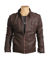 Load image into Gallery viewer, Mens Brown Motercycle Leather Jackets
