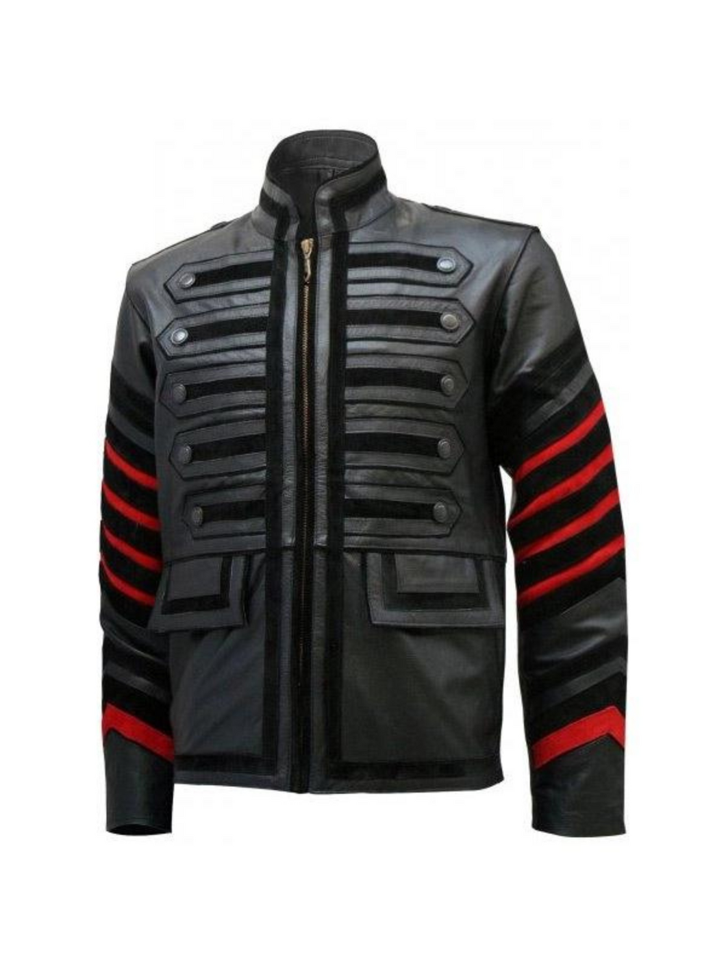 Men’s Black Leather Military Jacket