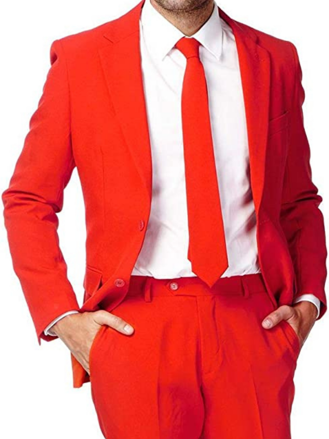 Mens Slim Fit Red Two Piece Party Suit