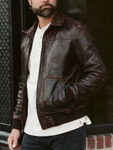 Load image into Gallery viewer, Mens Classic Bomber Style Leather Jacket
