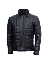 Load image into Gallery viewer, Men’s Trimmed Black Quilted Leather Jacket
