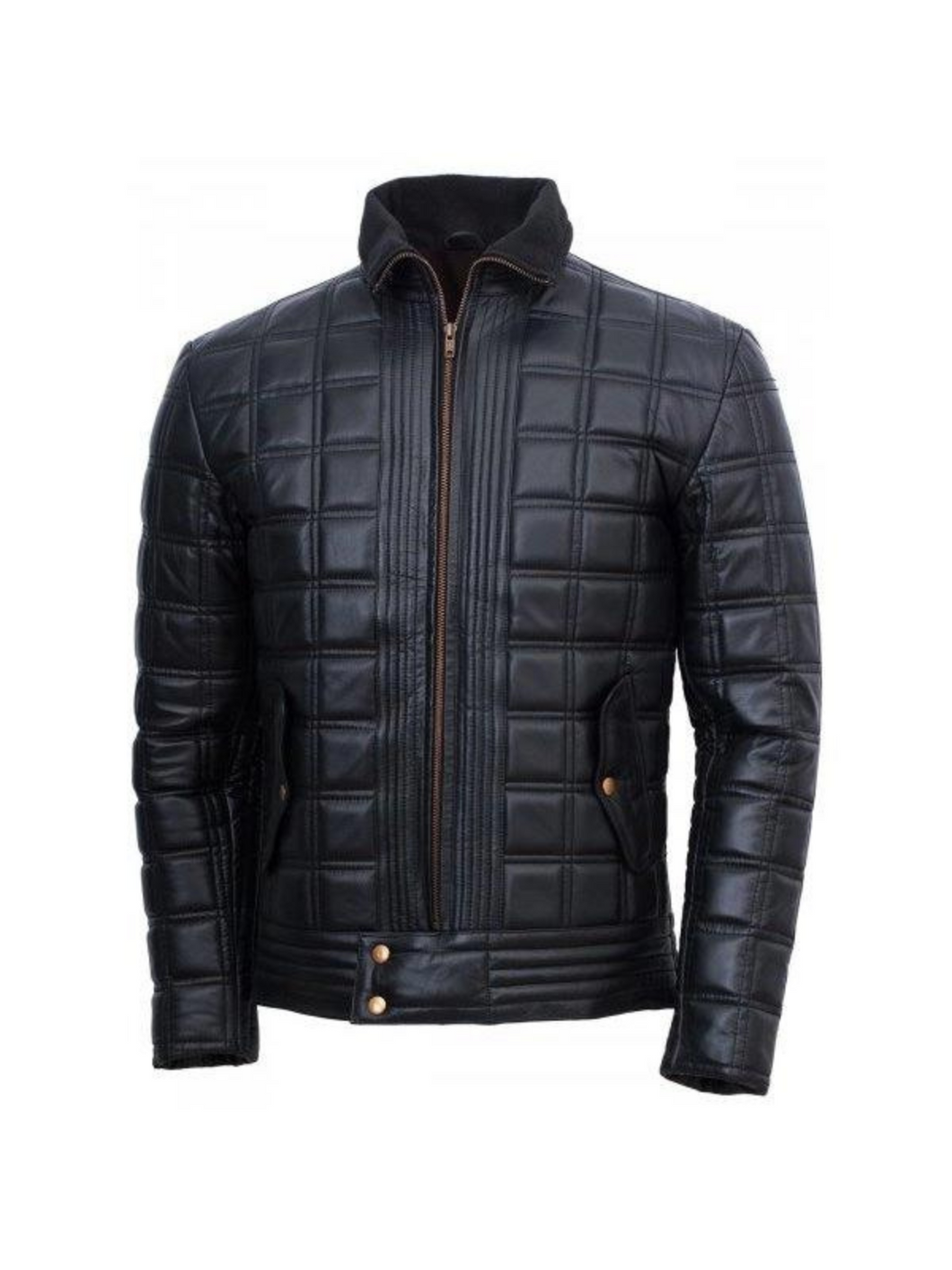 Men’s Trimmed Black Quilted Leather Jacket